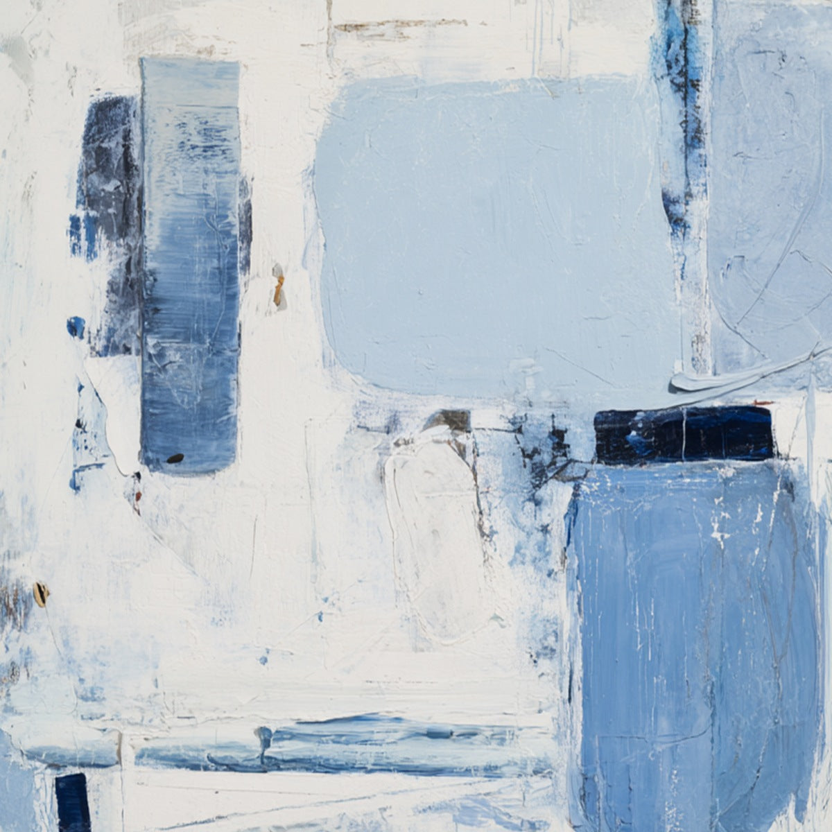 AEGEAN DECONSTRUCT: Textured Blue and White Abstract Painting - Image 5