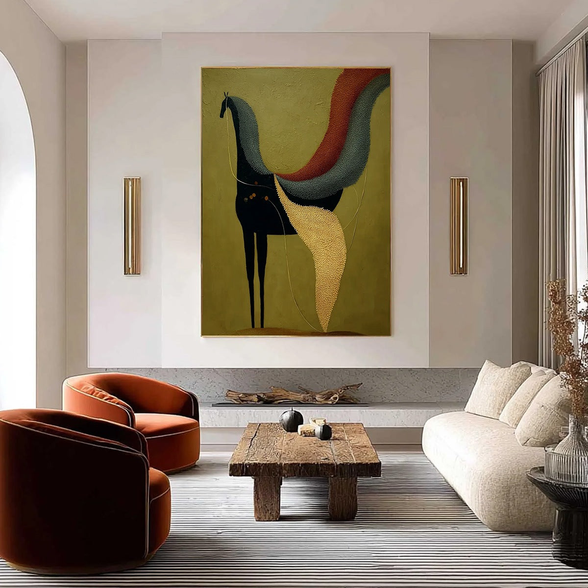 AEON'S TAPESTRY: Textured Wabi Sabi Abstract Horse Painting - Image 4