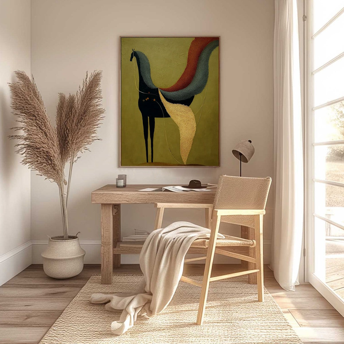 AEON'S TAPESTRY: Textured Wabi Sabi Abstract Horse Painting - Image 6