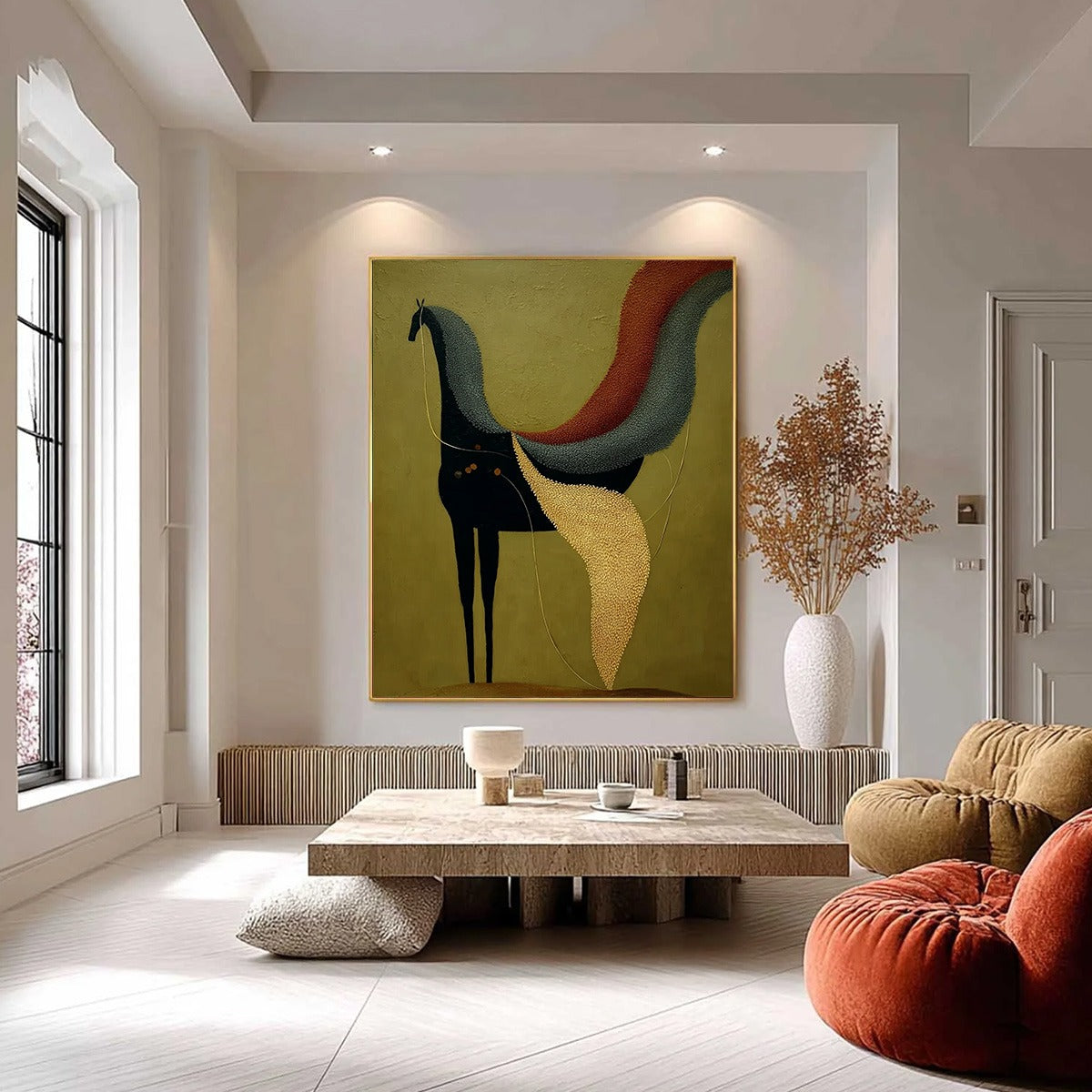 AEON'S TAPESTRY: Textured Wabi Sabi Abstract Horse Painting - Image 2