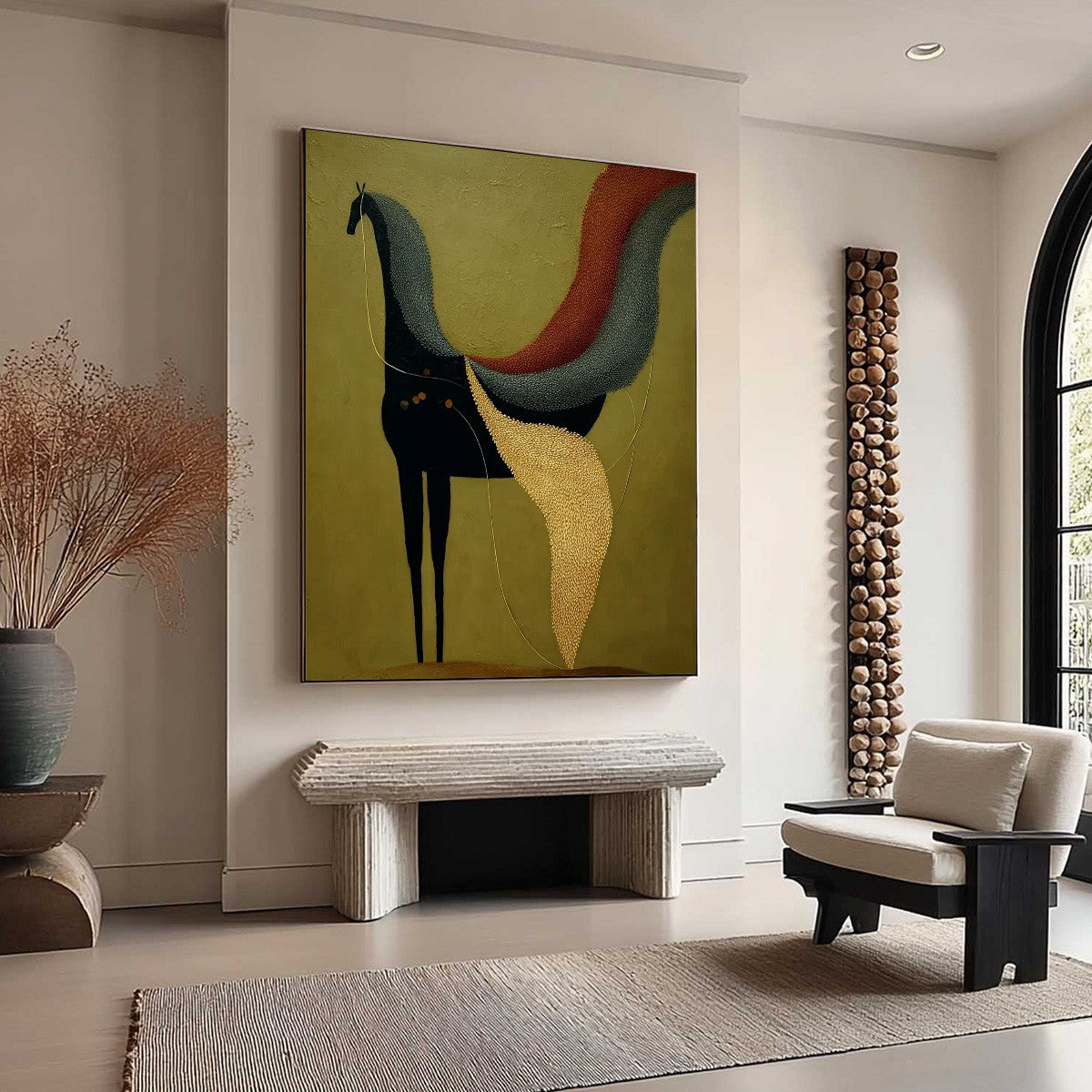 AEON'S TAPESTRY: Textured Wabi Sabi Abstract Horse Painting - Image 8
