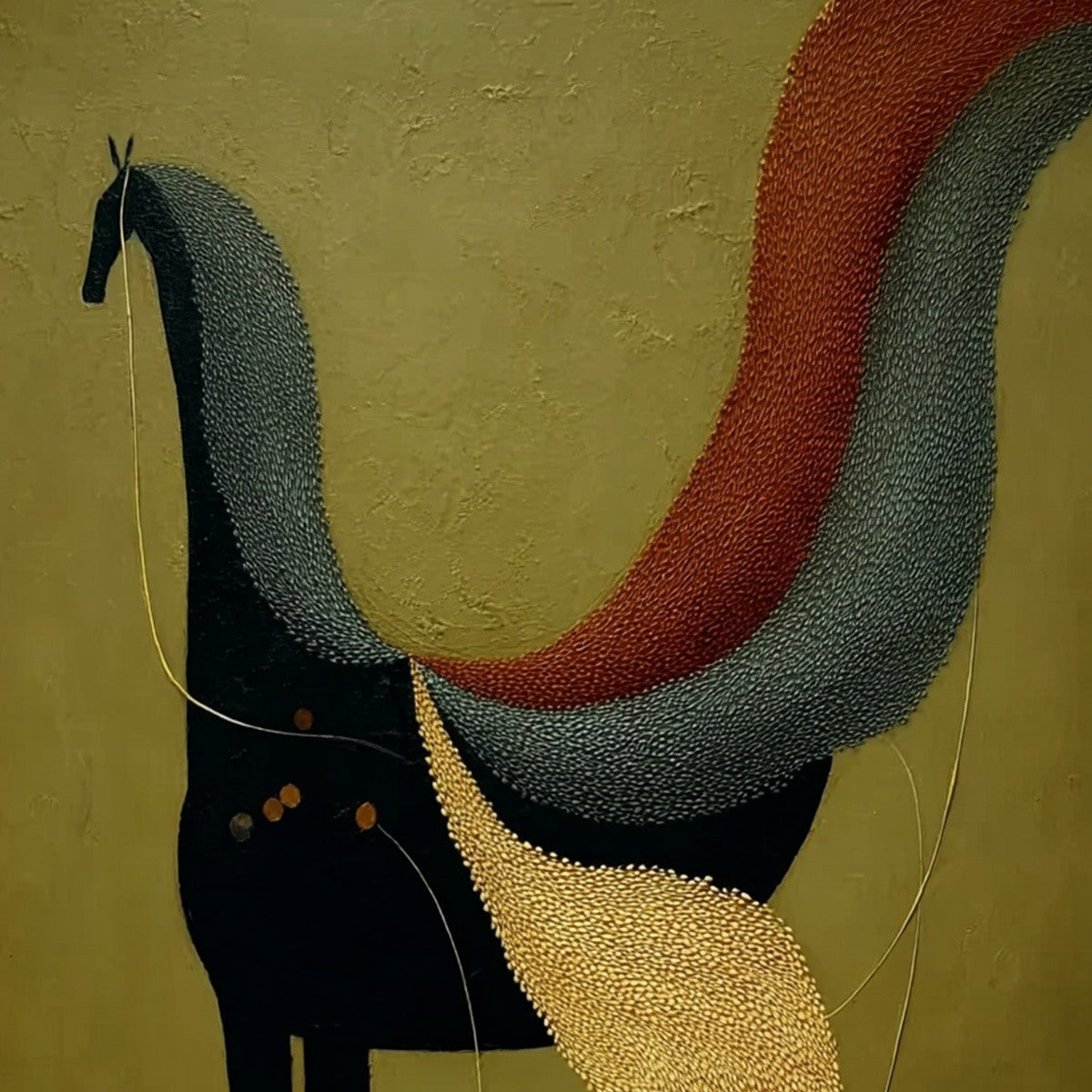 AEON'S TAPESTRY: Textured Wabi Sabi Abstract Horse Painting - Image 3