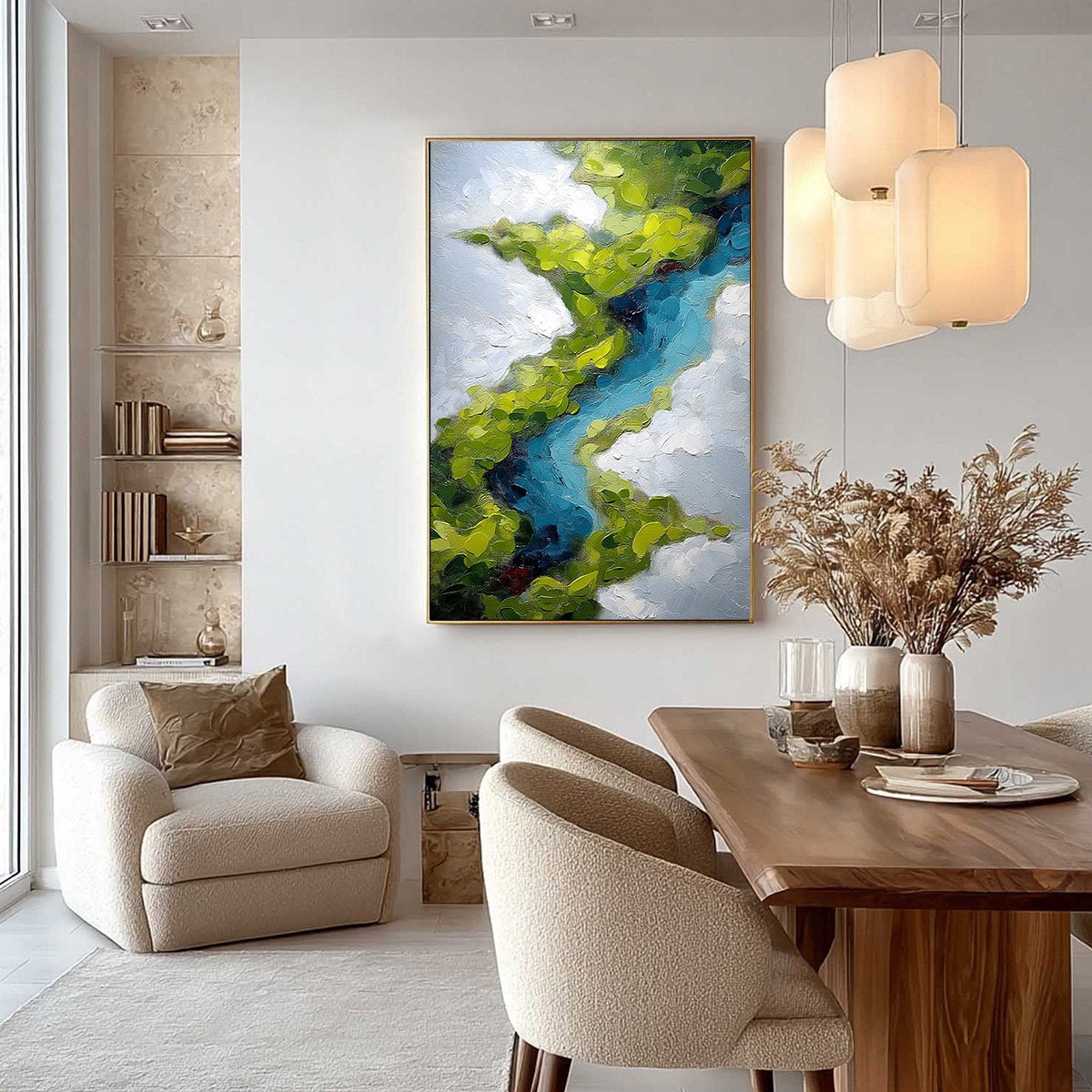 AERIAL REVERIE: Textured Abstract Aerial River Landscape Painting - Image 4