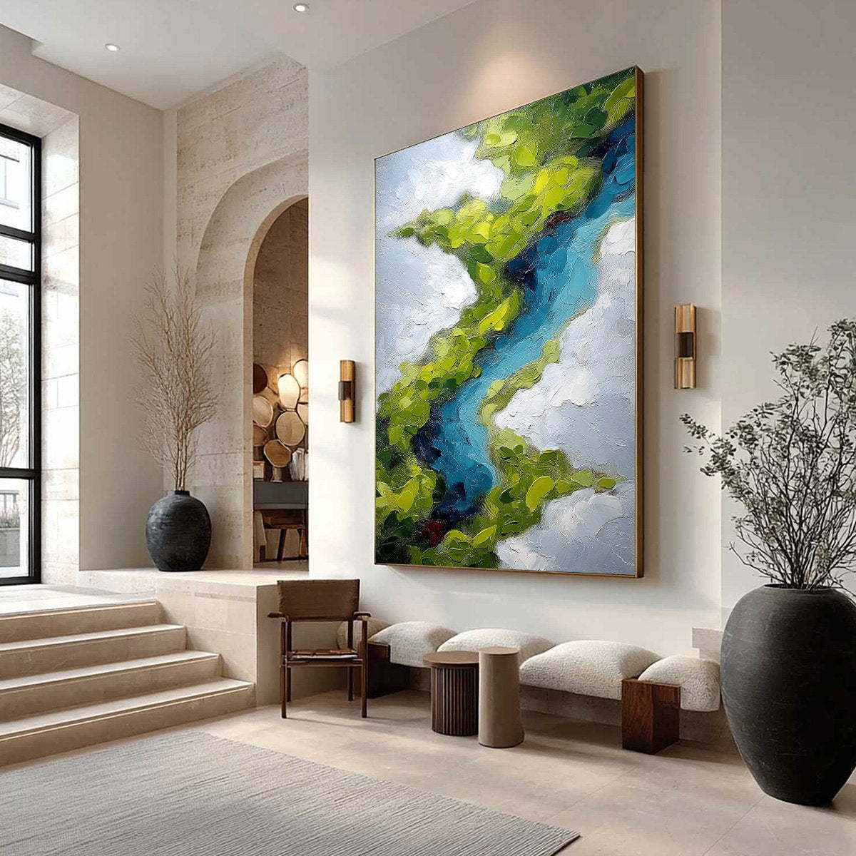 AERIAL REVERIE: Textured Abstract Aerial River Landscape Painting - Image 7