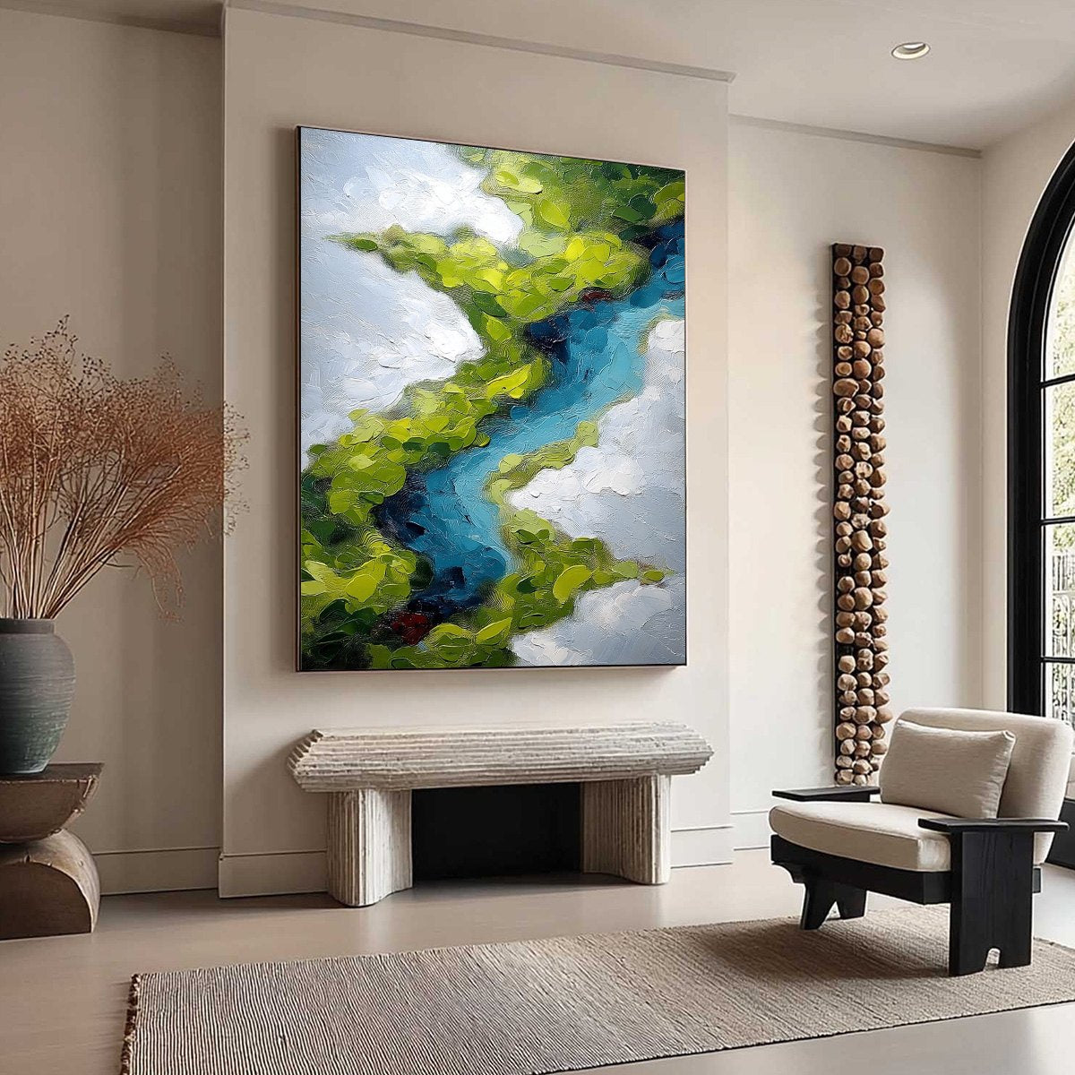 AERIAL REVERIE: Textured Abstract Aerial River Landscape Painting - Image 8