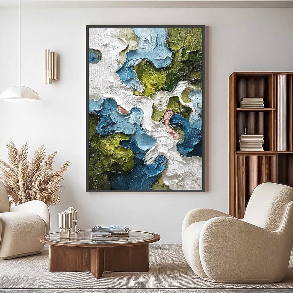 AERIALIS: Heavy Texture Abstract Landscape Oil Painting - Image 2