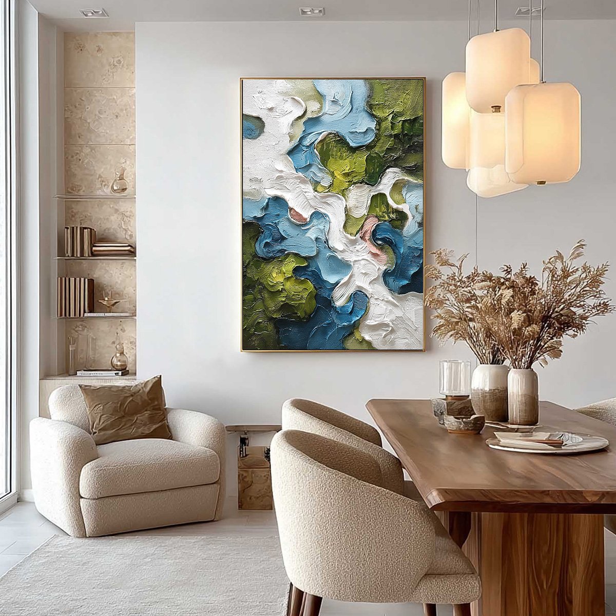 AERIALIS: Heavy Texture Abstract Landscape Oil Painting - Image 4