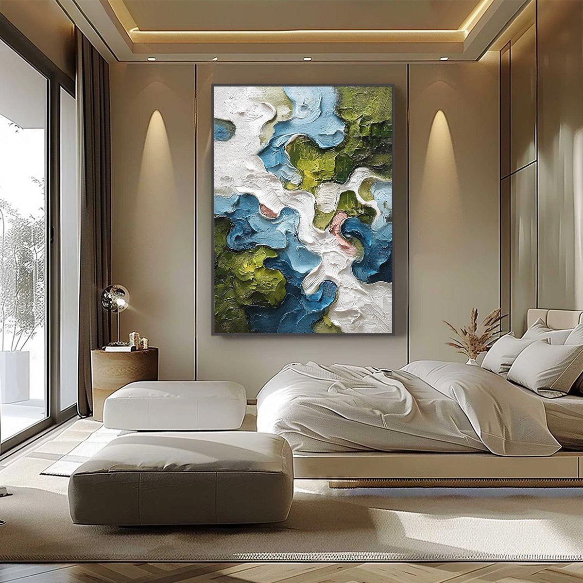 AERIALIS: Heavy Texture Abstract Landscape Oil Painting - Image 6