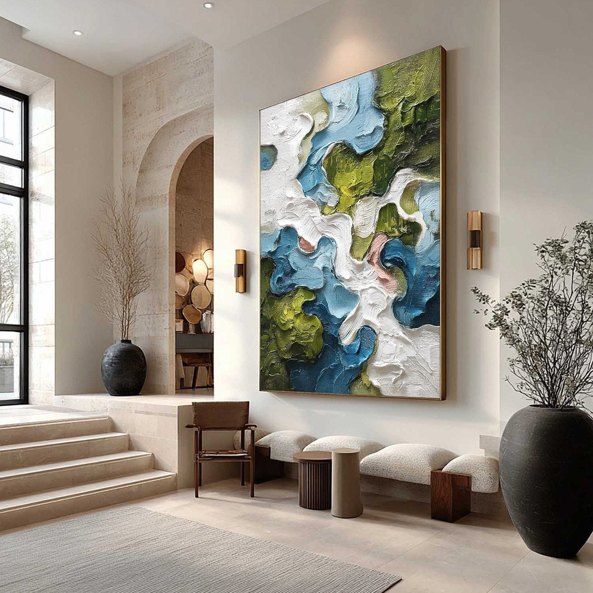 AERIALIS: Heavy Texture Abstract Landscape Oil Painting - Image 7
