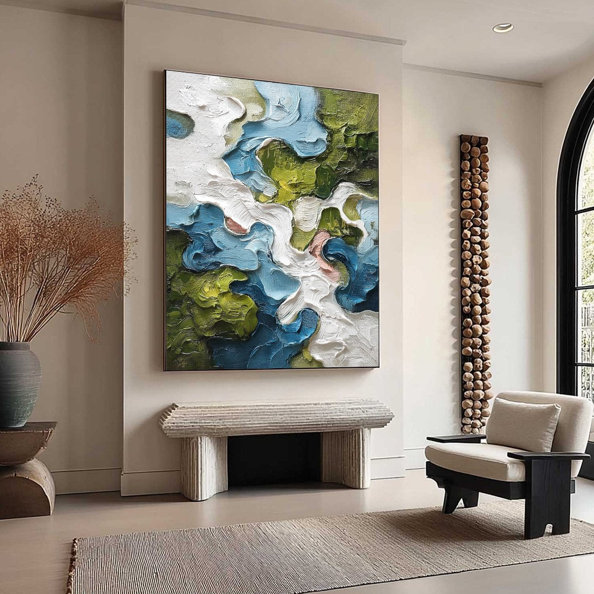 AERIALIS: Heavy Texture Abstract Landscape Oil Painting - Image 8