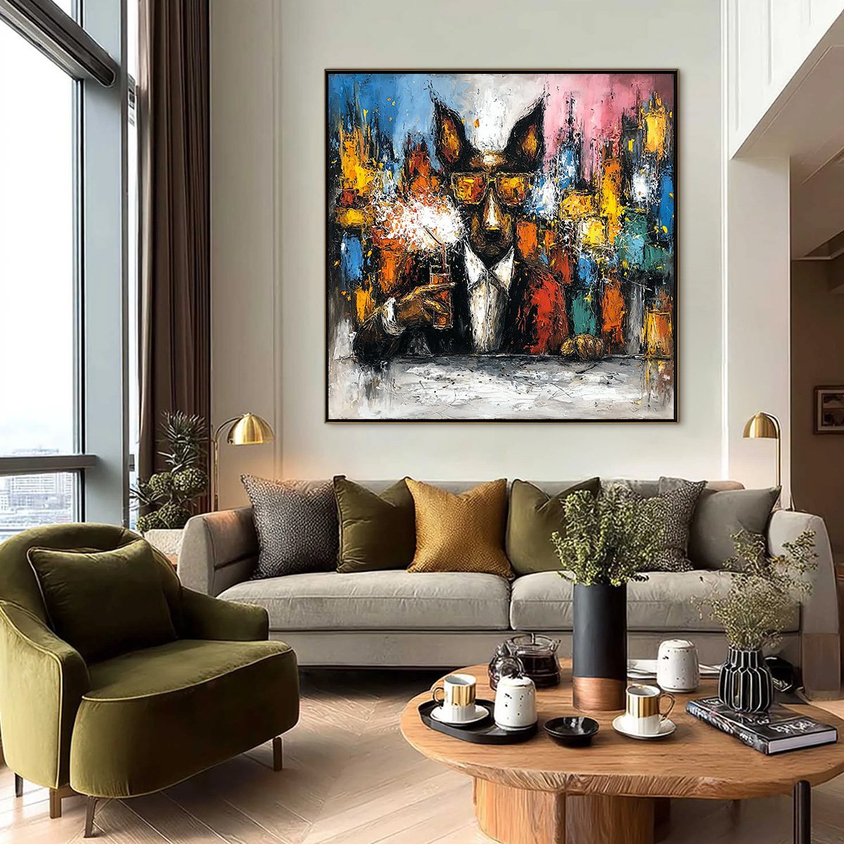AFTER HOURS Abstract Dog Oil Painting | Colorful Modern Art - Image 6