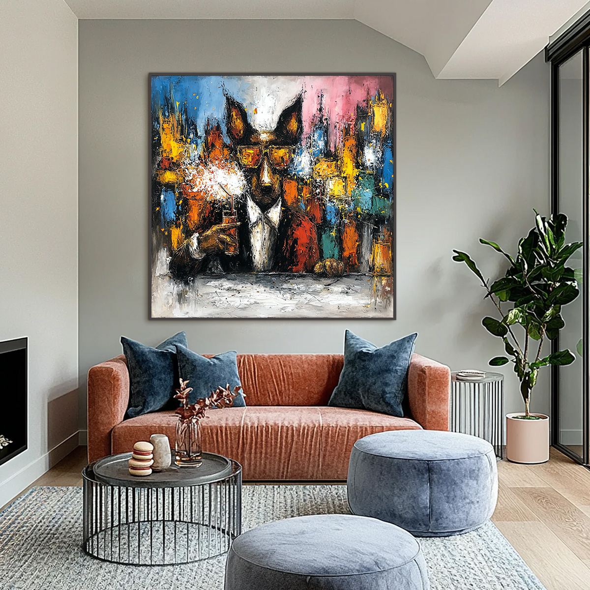 AFTER HOURS Abstract Dog Oil Painting | Colorful Modern Art - Image 2