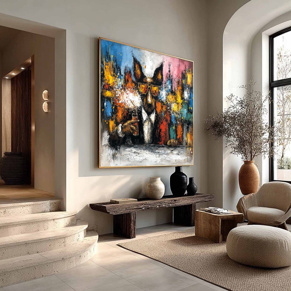 AFTER HOURS Abstract Dog Oil Painting | Colorful Modern Art - Image 8
