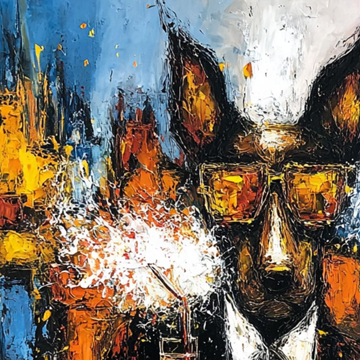 AFTER HOURS Abstract Dog Oil Painting | Colorful Modern Art - Image 3