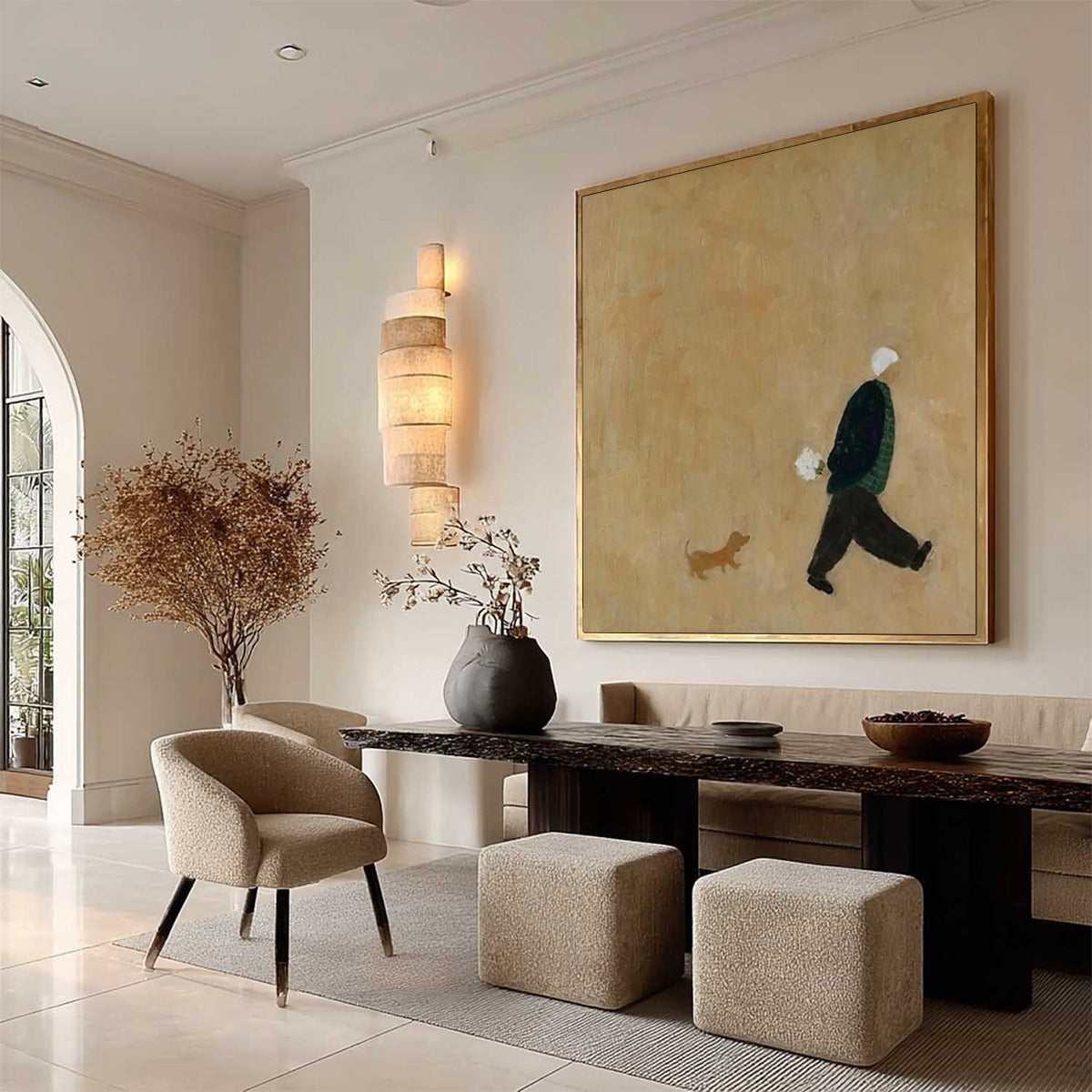 AFTERNOON STROLL: Minimalist Figurative Oil Painting - Image 9