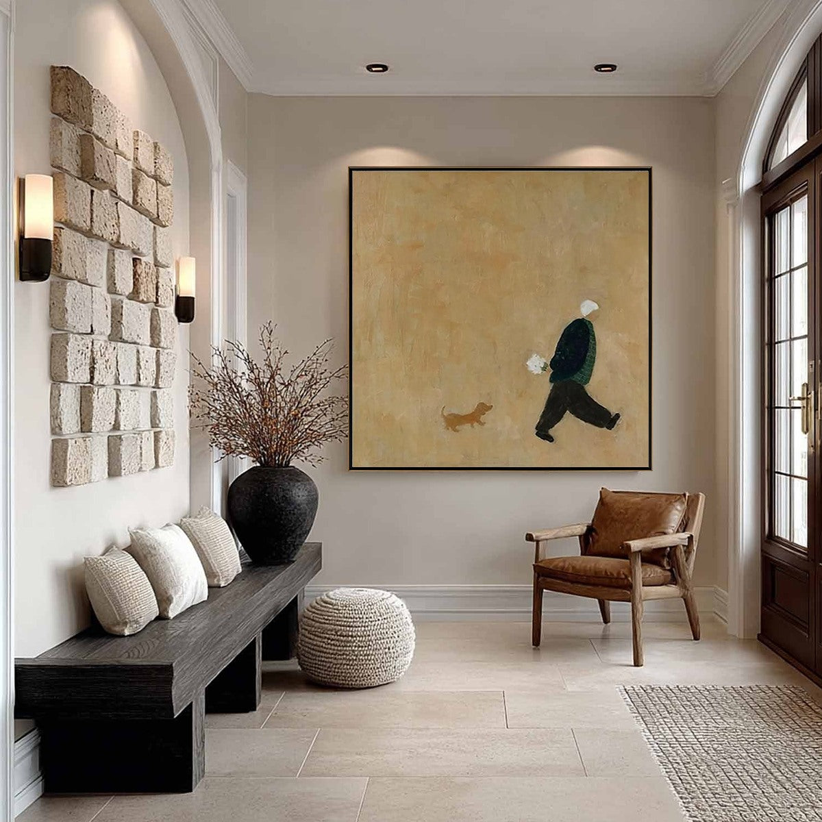 AFTERNOON STROLL: Minimalist Figurative Oil Painting - Image 6