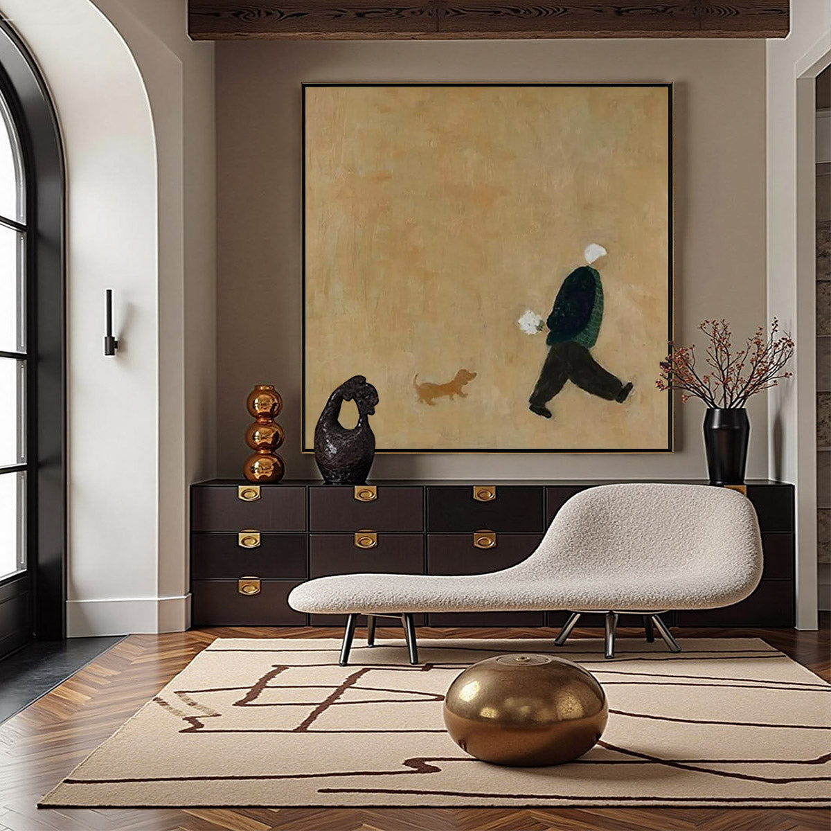 AFTERNOON STROLL: Minimalist Figurative Oil Painting - Image 8