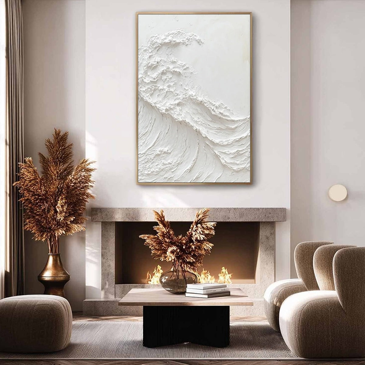 ALABASTER SWELL: Minimalist Textured Coastal Oil Painting - Image 7