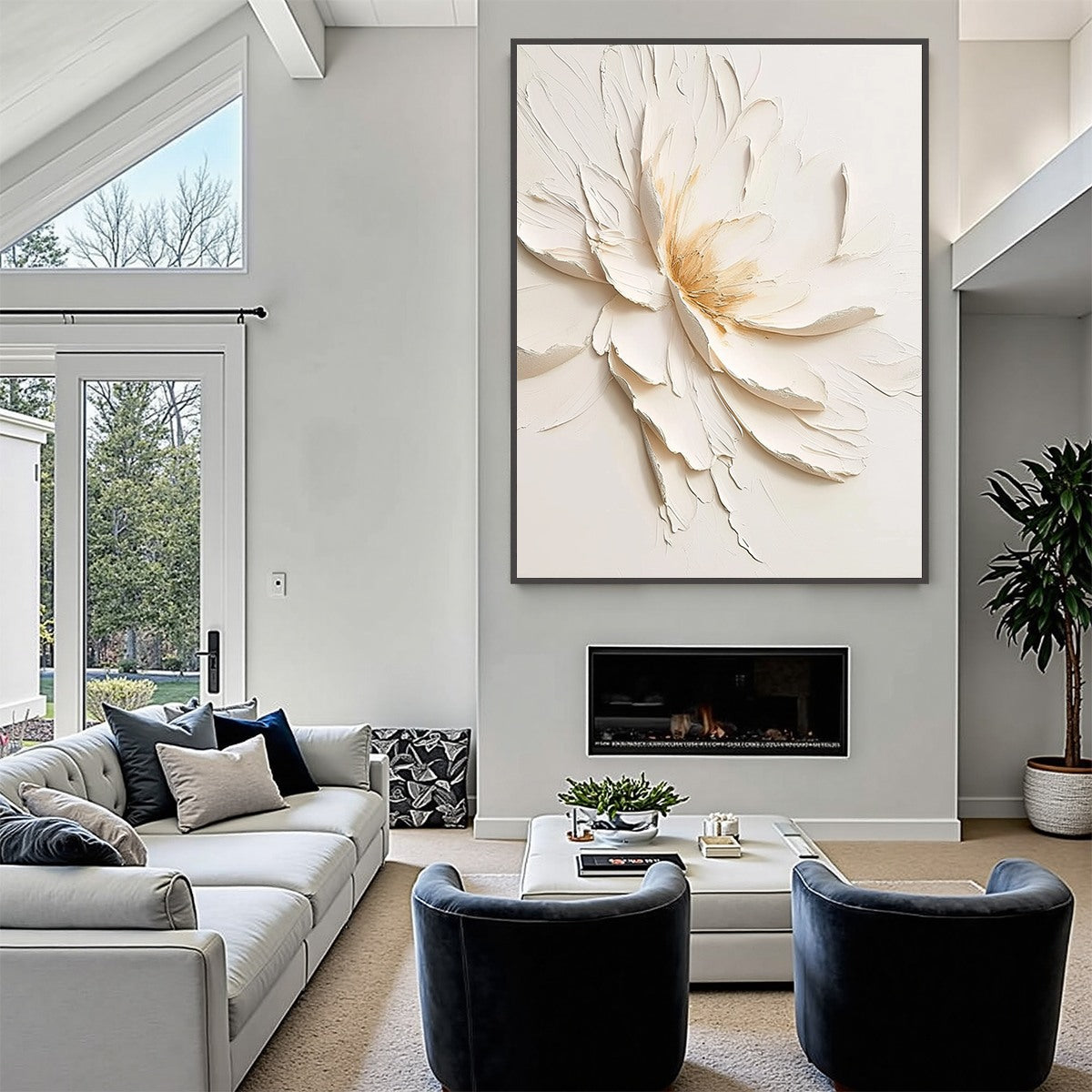 ALABASTER BLOOM: Textured Impasto Floral Oil Painting - Image 7