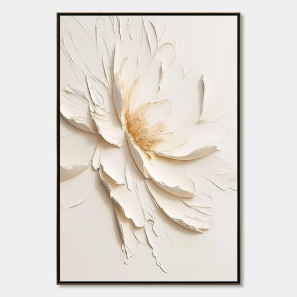 ALABASTER BLOOM: Textured Impasto Floral Oil Painting
