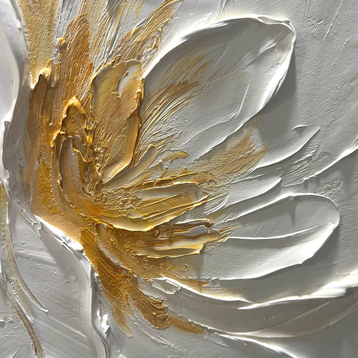 ALABASTER BLOOM: Textured Impasto Floral Oil Painting - Image 8
