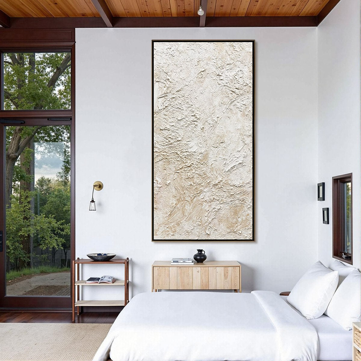 ALABASTER VEIL: Textured Wabi Sabi Minimalist Painting - Image 4