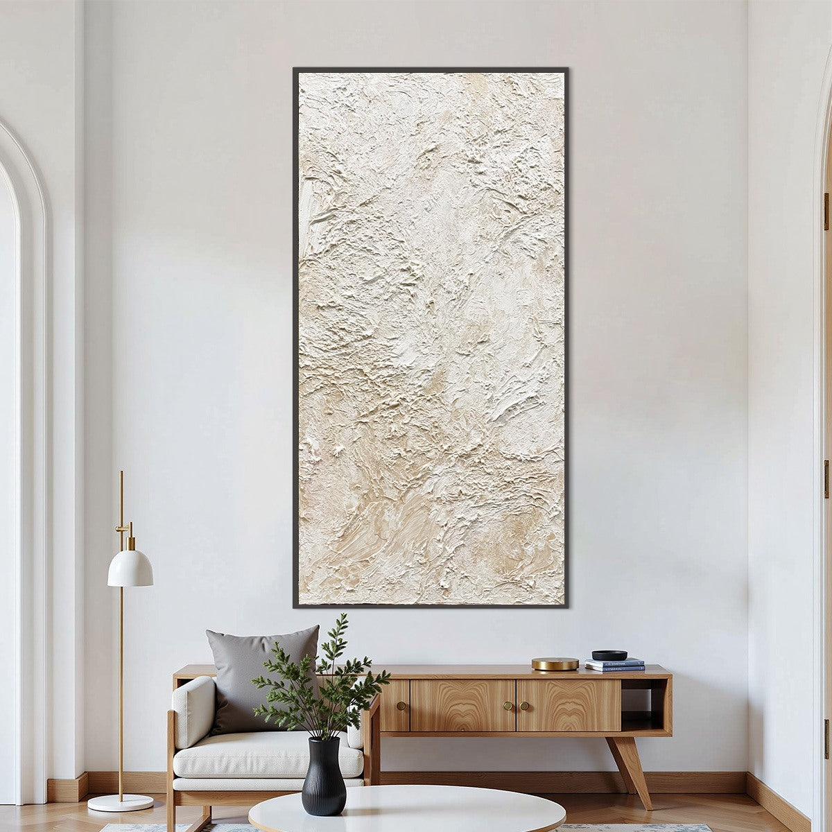 ALABASTER VEIL: Textured Wabi Sabi Minimalist Painting - Image 2