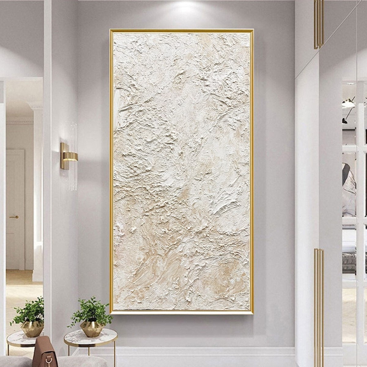 ALABASTER VEIL: Textured Wabi Sabi Minimalist Painting - Image 6