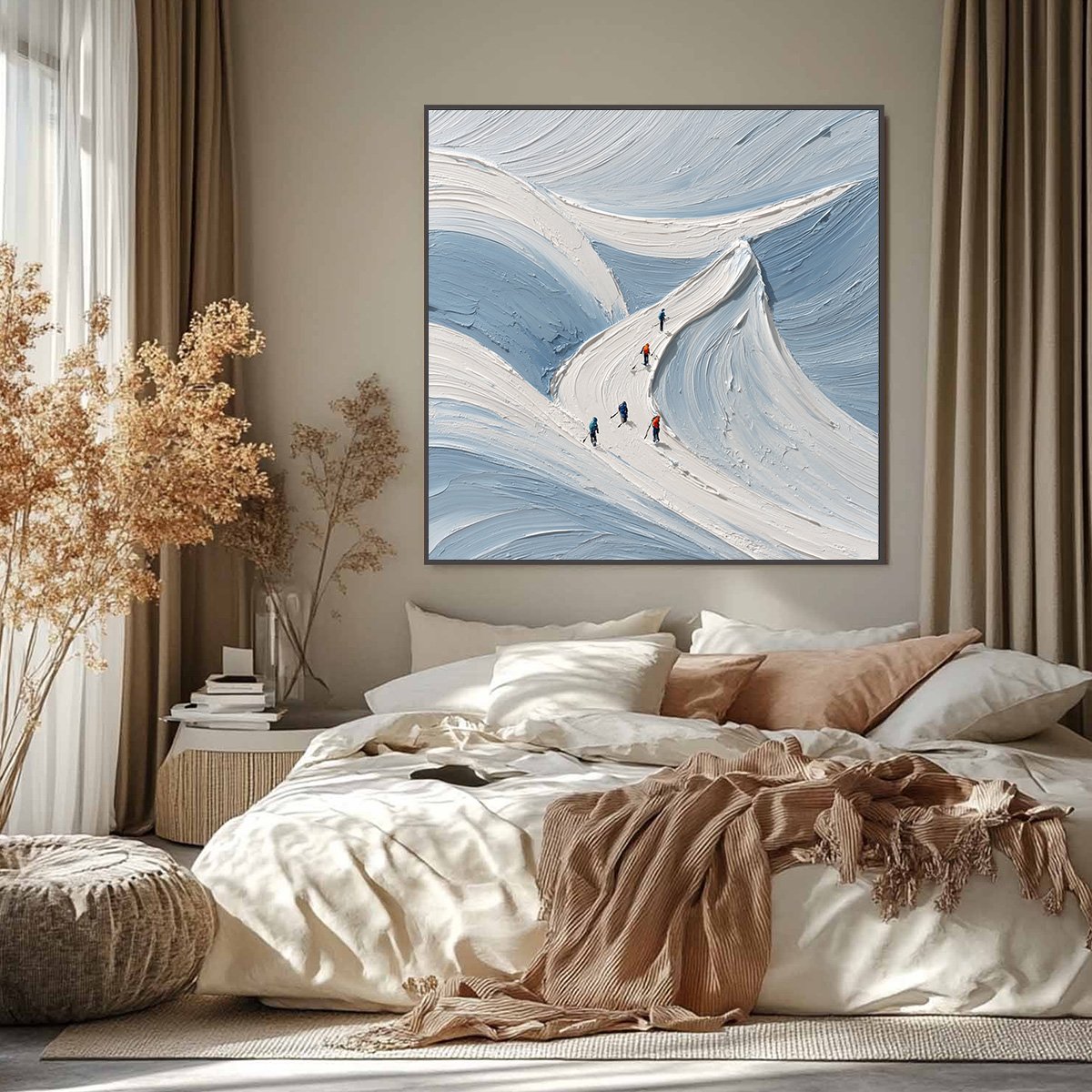 ALPINE ASCENT: Textured Impasto Skiing Mountainscape Painting - Image 2