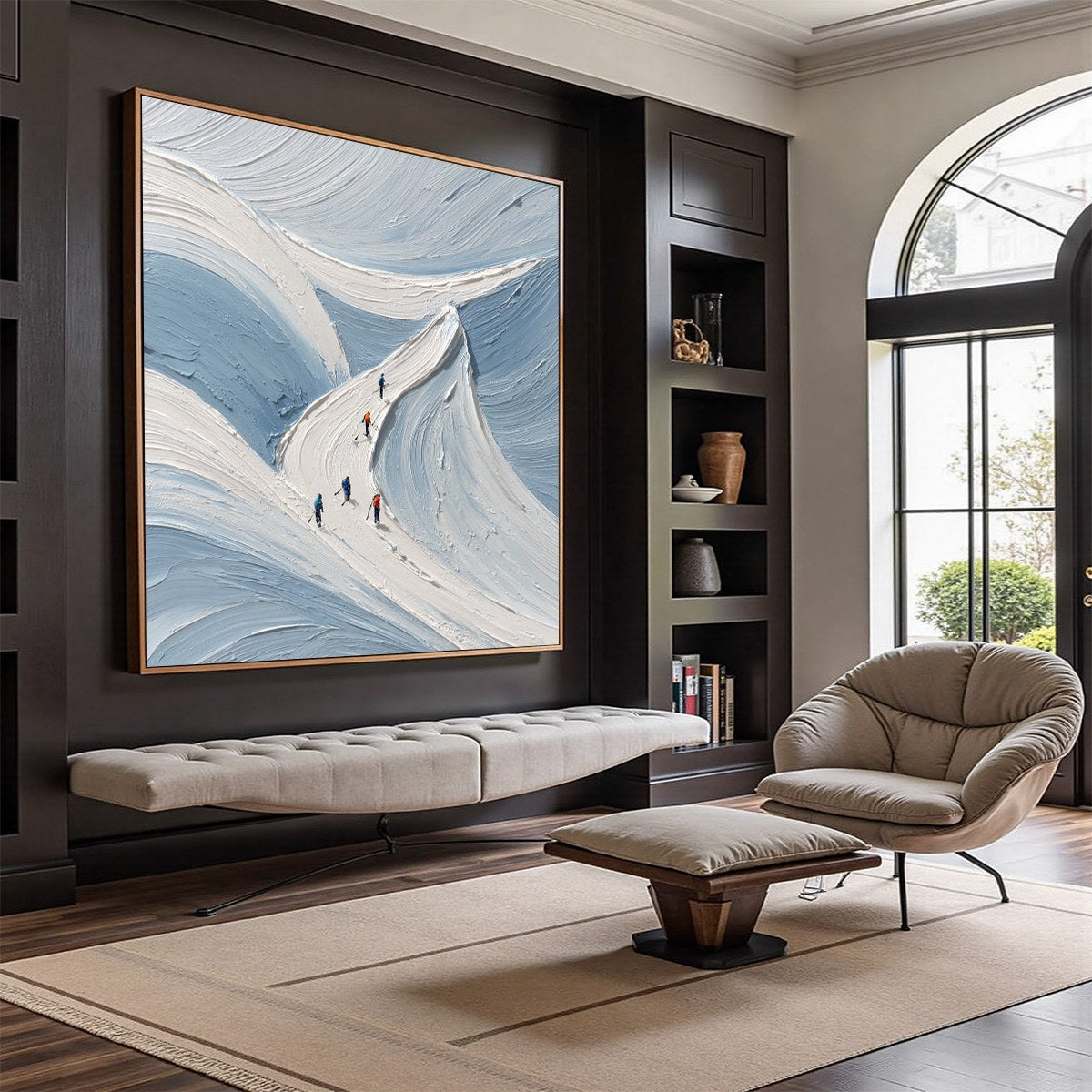 ALPINE ASCENT: Textured Impasto Skiing Mountainscape Painting - Image 7