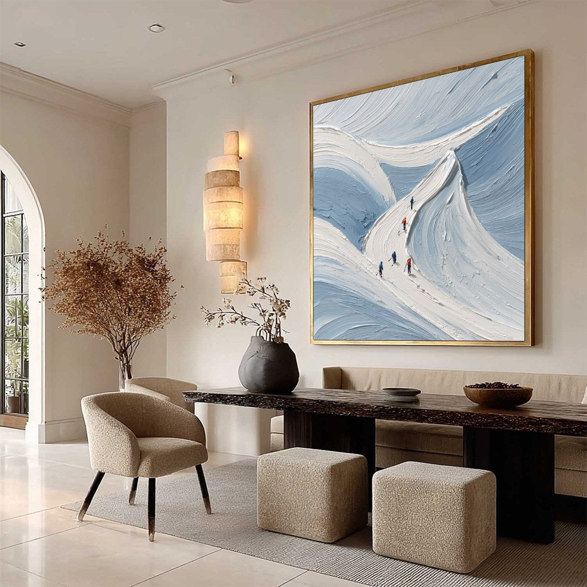 ALPINE ASCENT: Textured Impasto Skiing Mountainscape Painting - Image 8