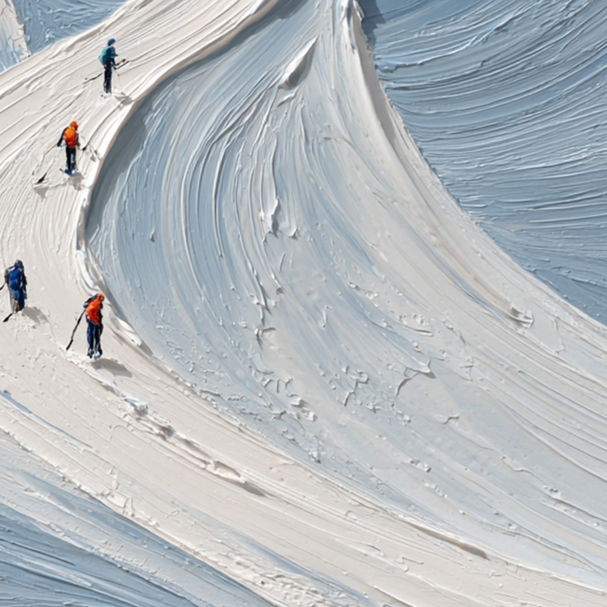 ALPINE ASCENT: Textured Impasto Skiing Mountainscape Painting - Image 5