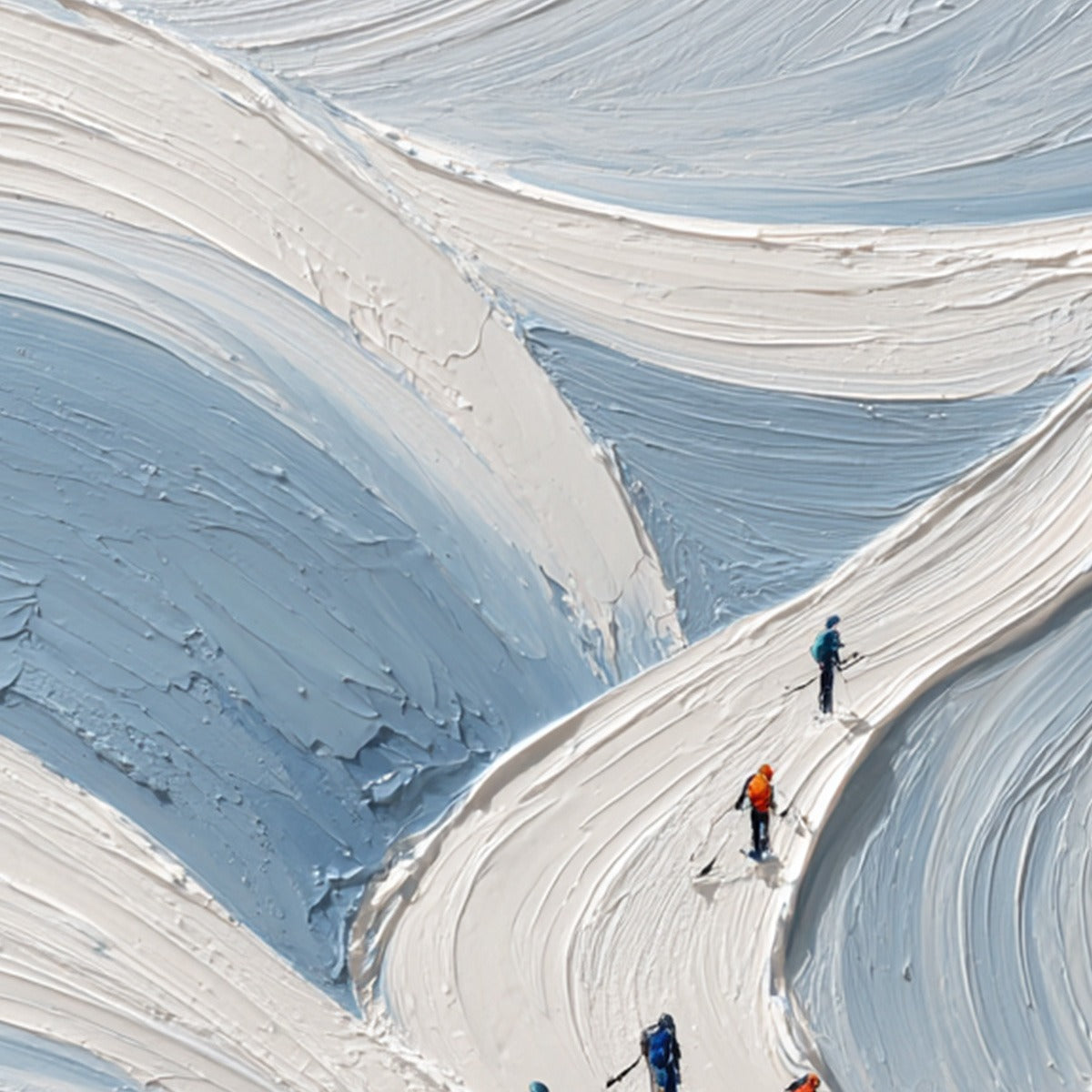 ALPINE ASCENT: Textured Impasto Skiing Mountainscape Painting - Image 3