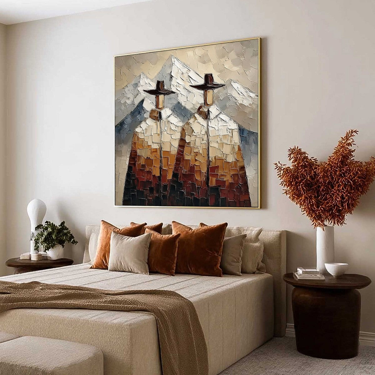 ALPINE COMPANIONS: Textured Impasto Painting of Two Figures in the Mountains - Image 7