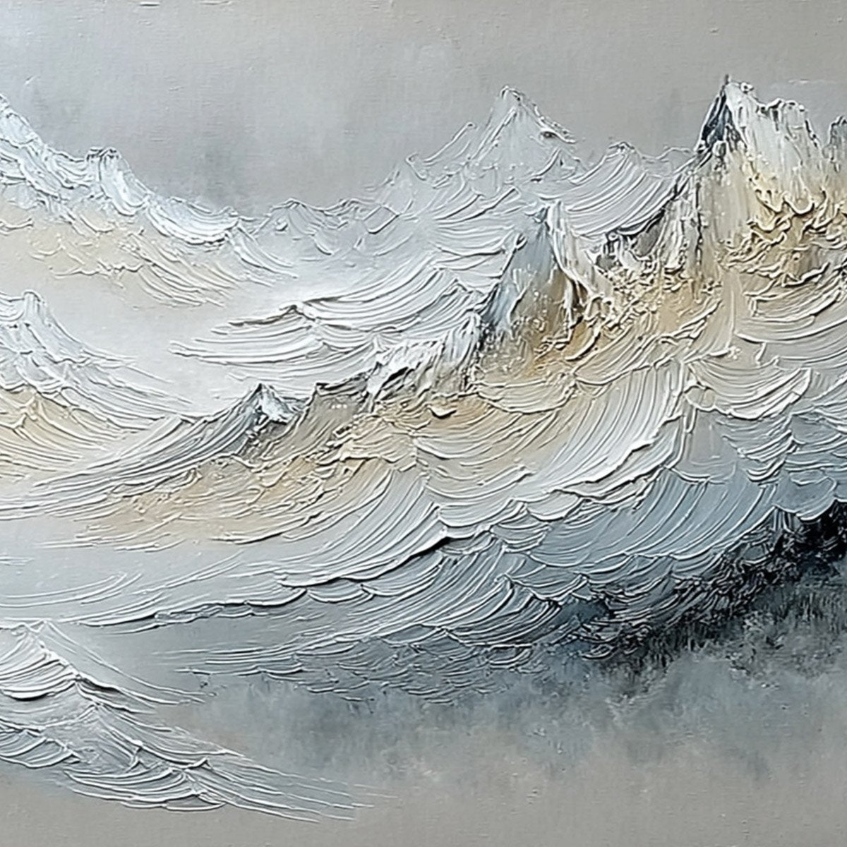 ALPINE CREST: Heavily Textured Wabi Sabi Mountain Landscape Painting - Image 5