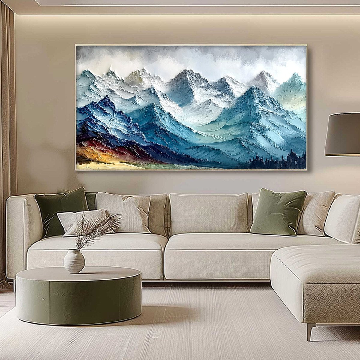 ALPINE CREST: Textured Impasto Mountain Range Landscape Painting - Image 4