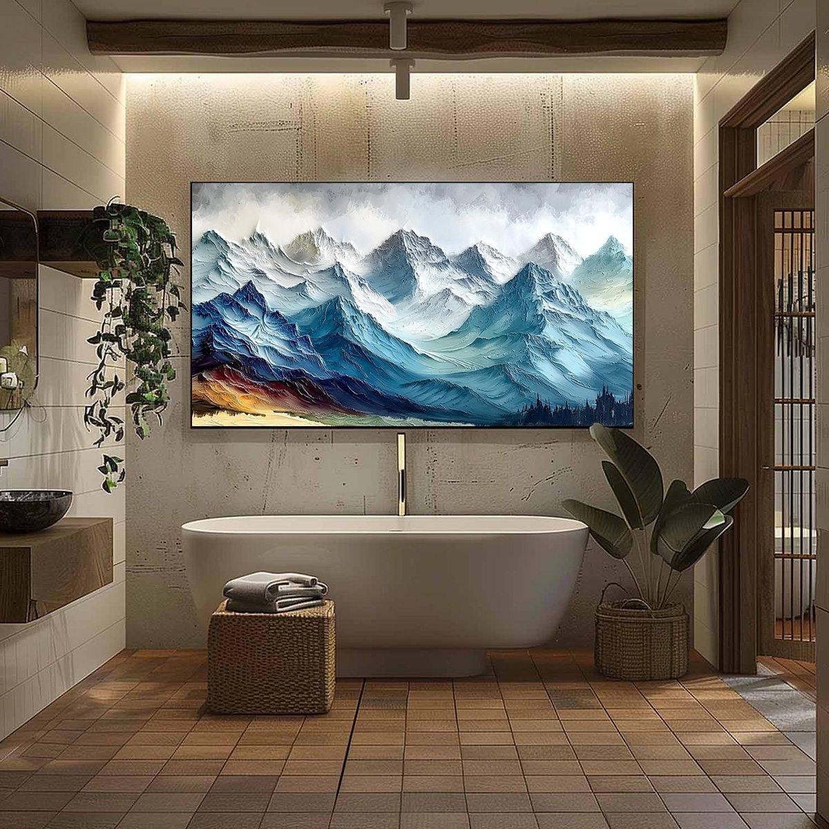 ALPINE CREST: Textured Impasto Mountain Range Landscape Painting - Image 6
