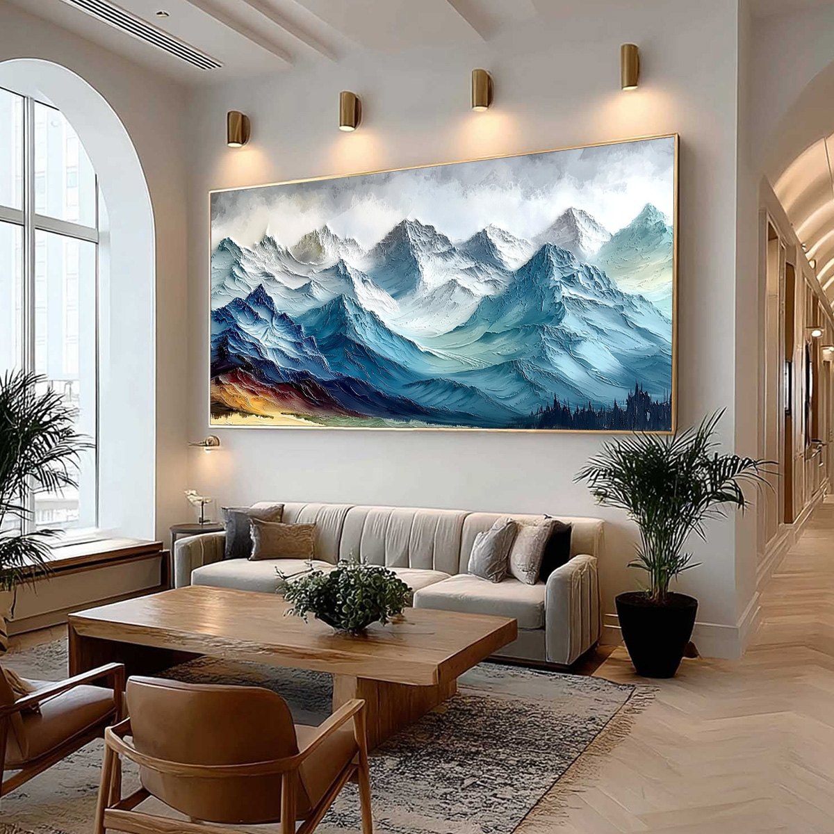 ALPINE CREST: Textured Impasto Mountain Range Landscape Painting - Image 7