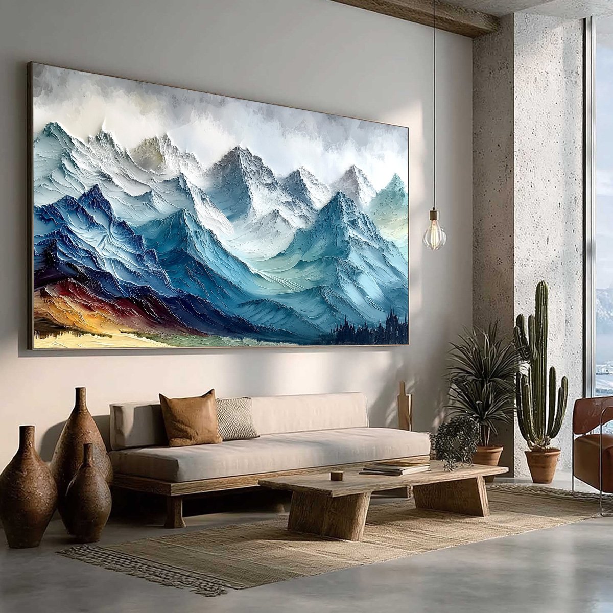 ALPINE CREST: Textured Impasto Mountain Range Landscape Painting - Image 8