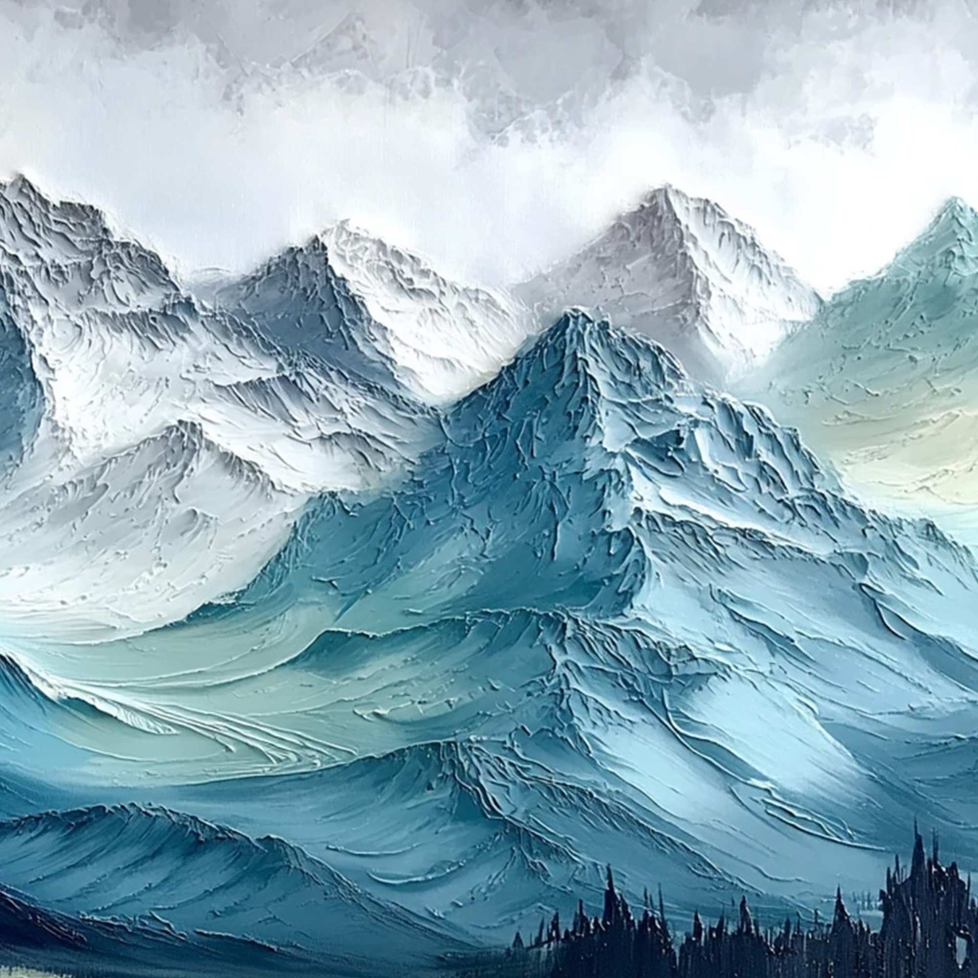 ALPINE CREST: Textured Impasto Mountain Range Landscape Painting - Image 5