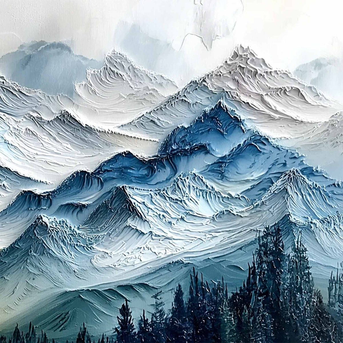 ALPINE GLOW: Large Textured Impasto Mountain Range Wall Art - Image 5