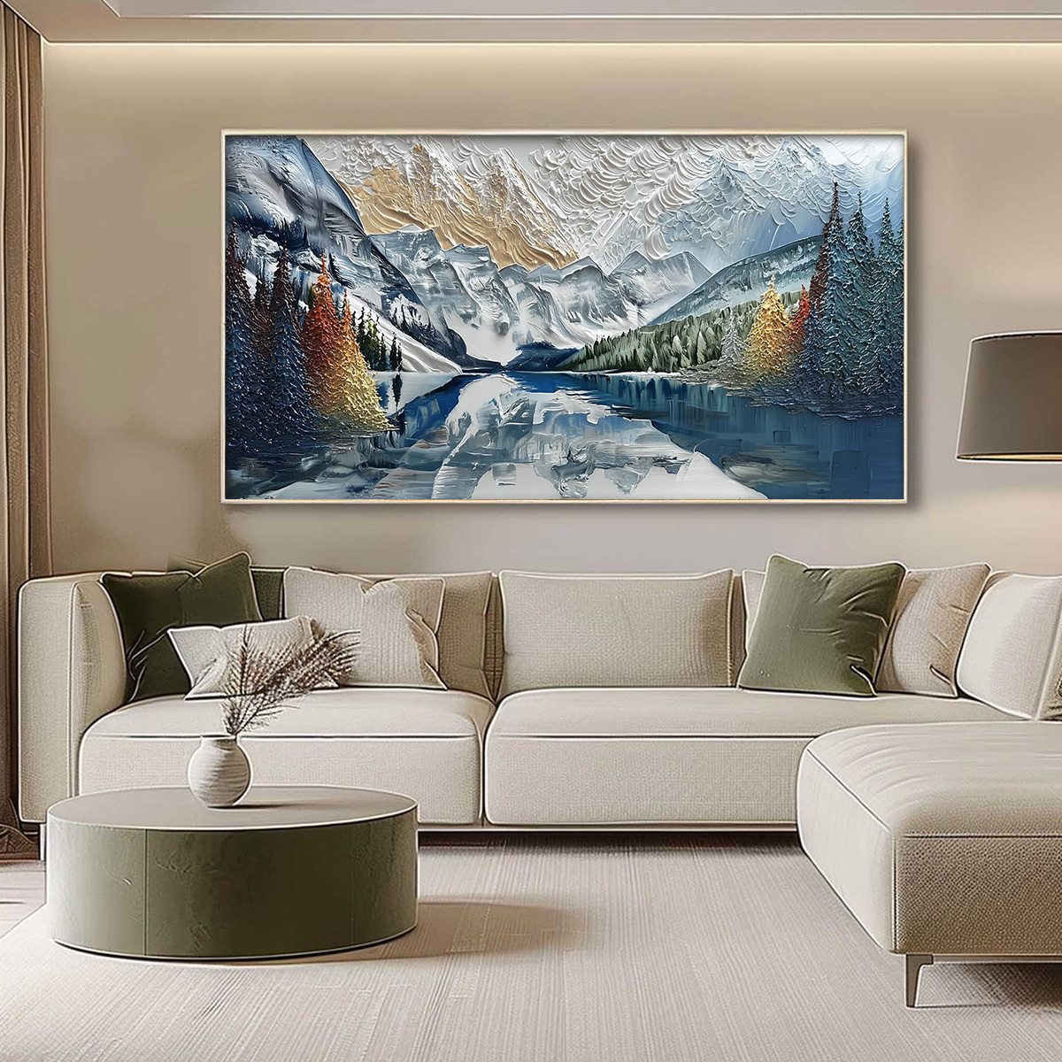 ALPINE GLOW: Textured Mountain Lake Impasto Landscape Painting - Image 4