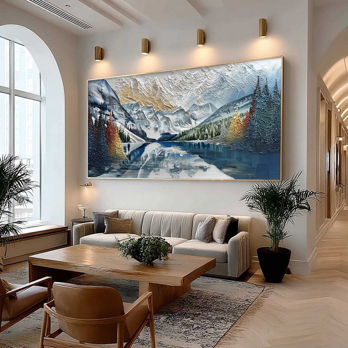ALPINE GLOW: Textured Mountain Lake Impasto Landscape Painting - Image 7
