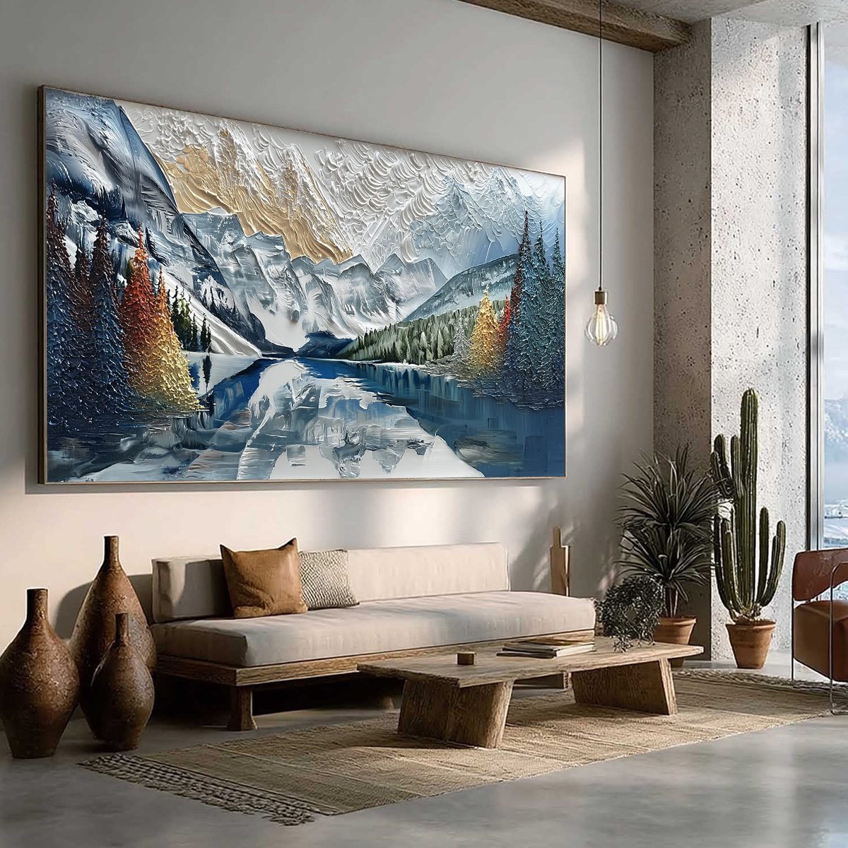 ALPINE GLOW: Textured Mountain Lake Impasto Landscape Painting - Image 8