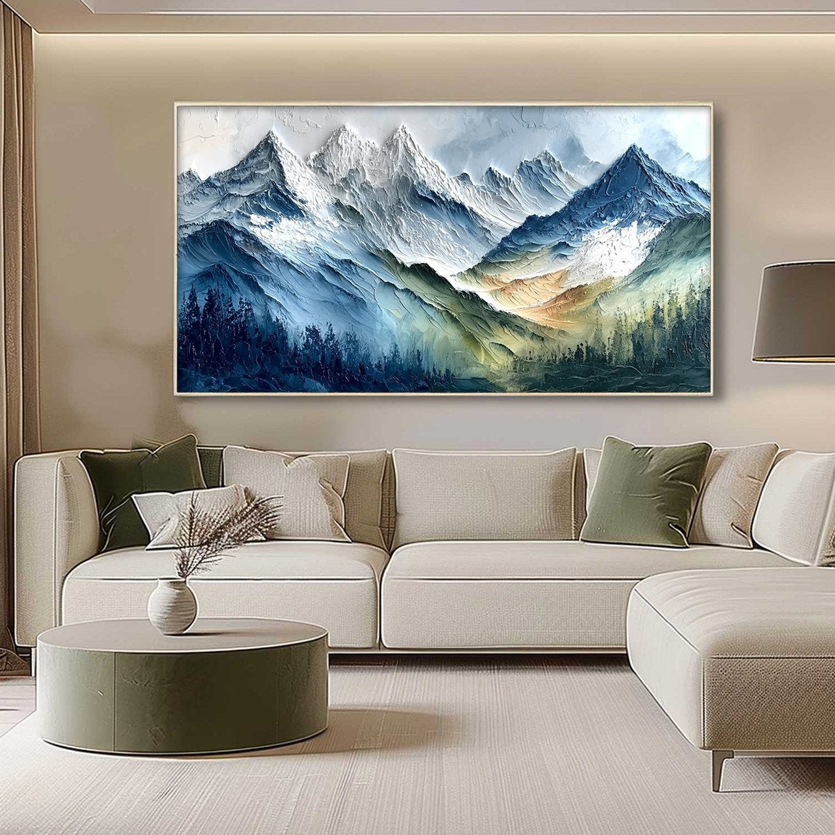 ALPINE MAJESTY: Textured Impasto Mountain Range Landscape Painting - Image 4