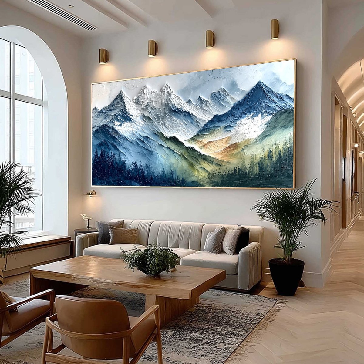 ALPINE MAJESTY: Textured Impasto Mountain Range Landscape Painting - Image 7