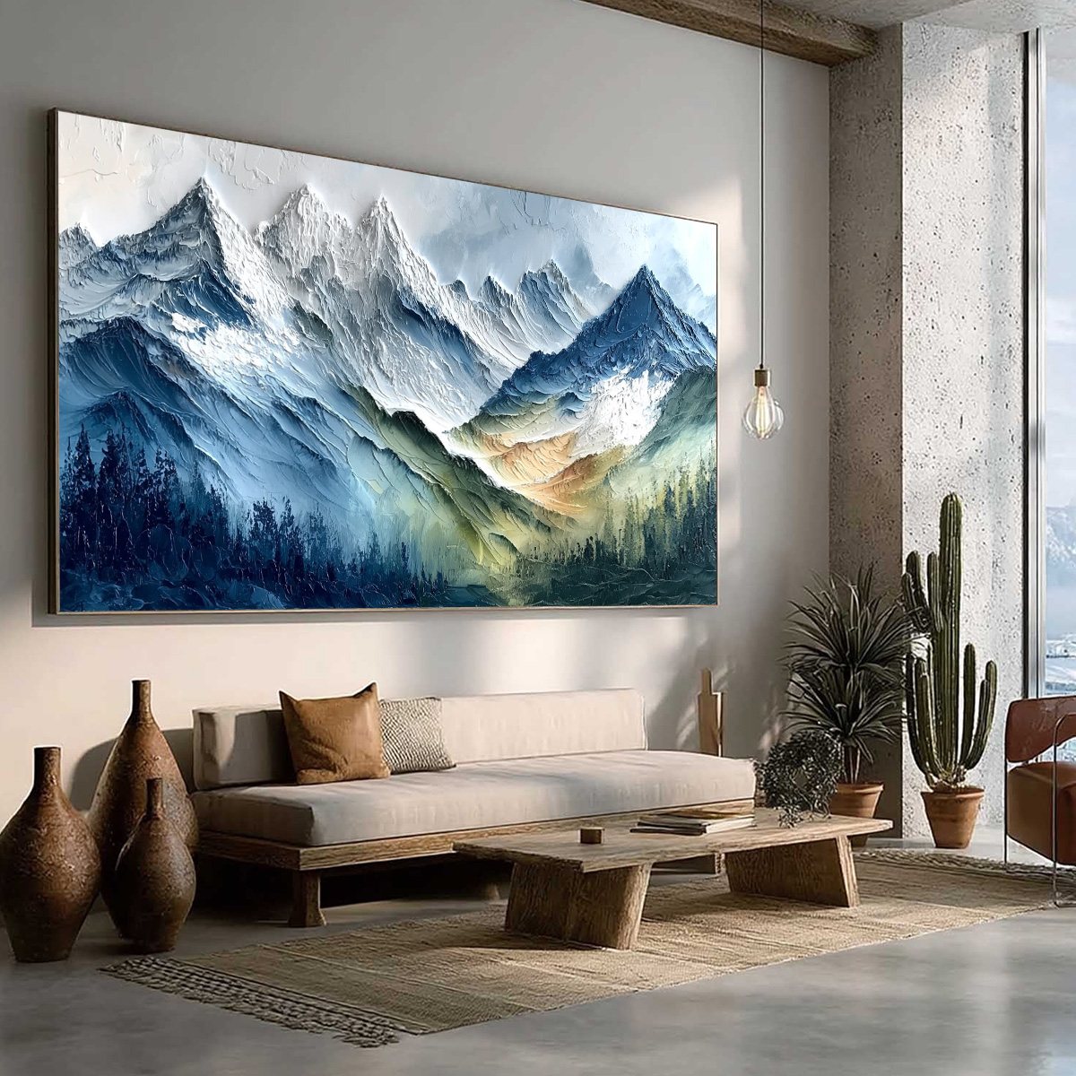 ALPINE MAJESTY: Textured Impasto Mountain Range Landscape Painting - Image 8