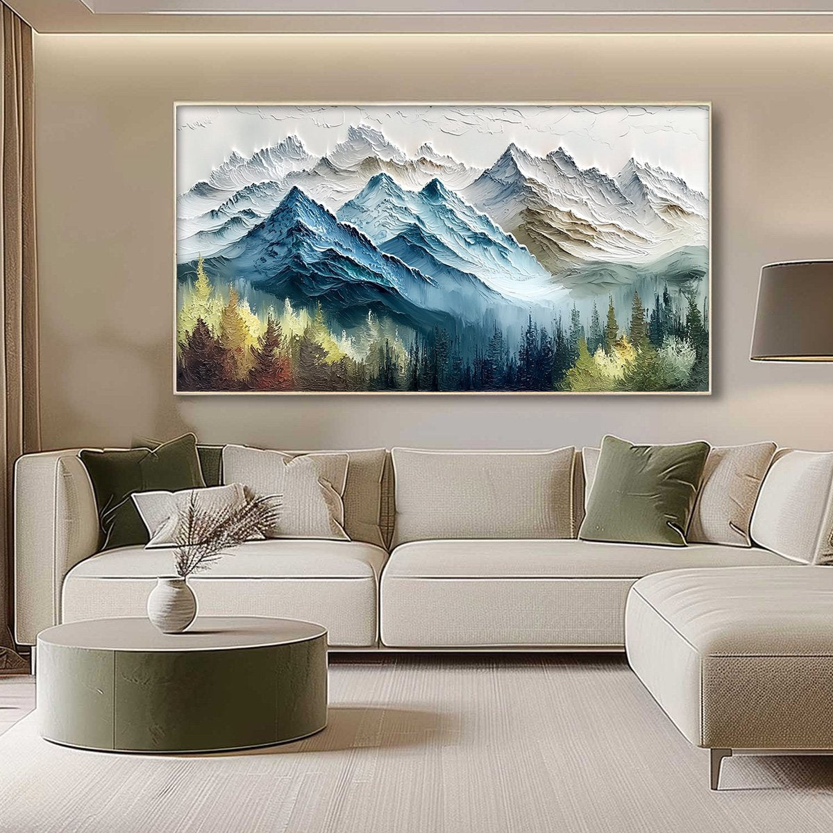ALPINE MAJESTY: Textured Mountain and Forest Landscape Painting - Image 4