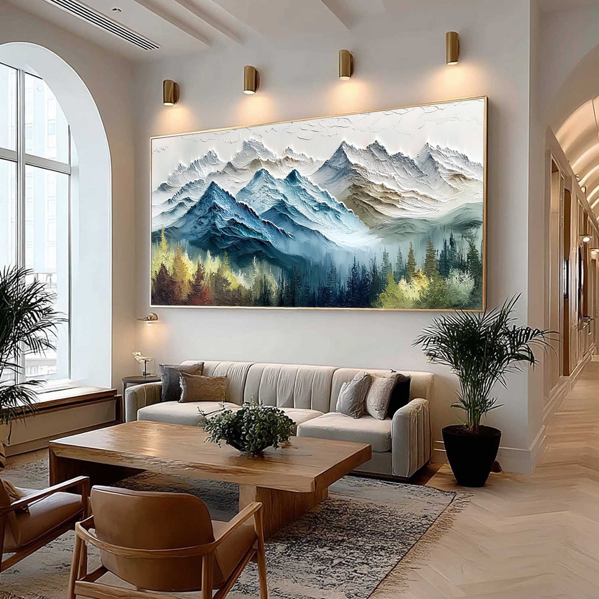 ALPINE MAJESTY: Textured Mountain and Forest Landscape Painting - Image 7