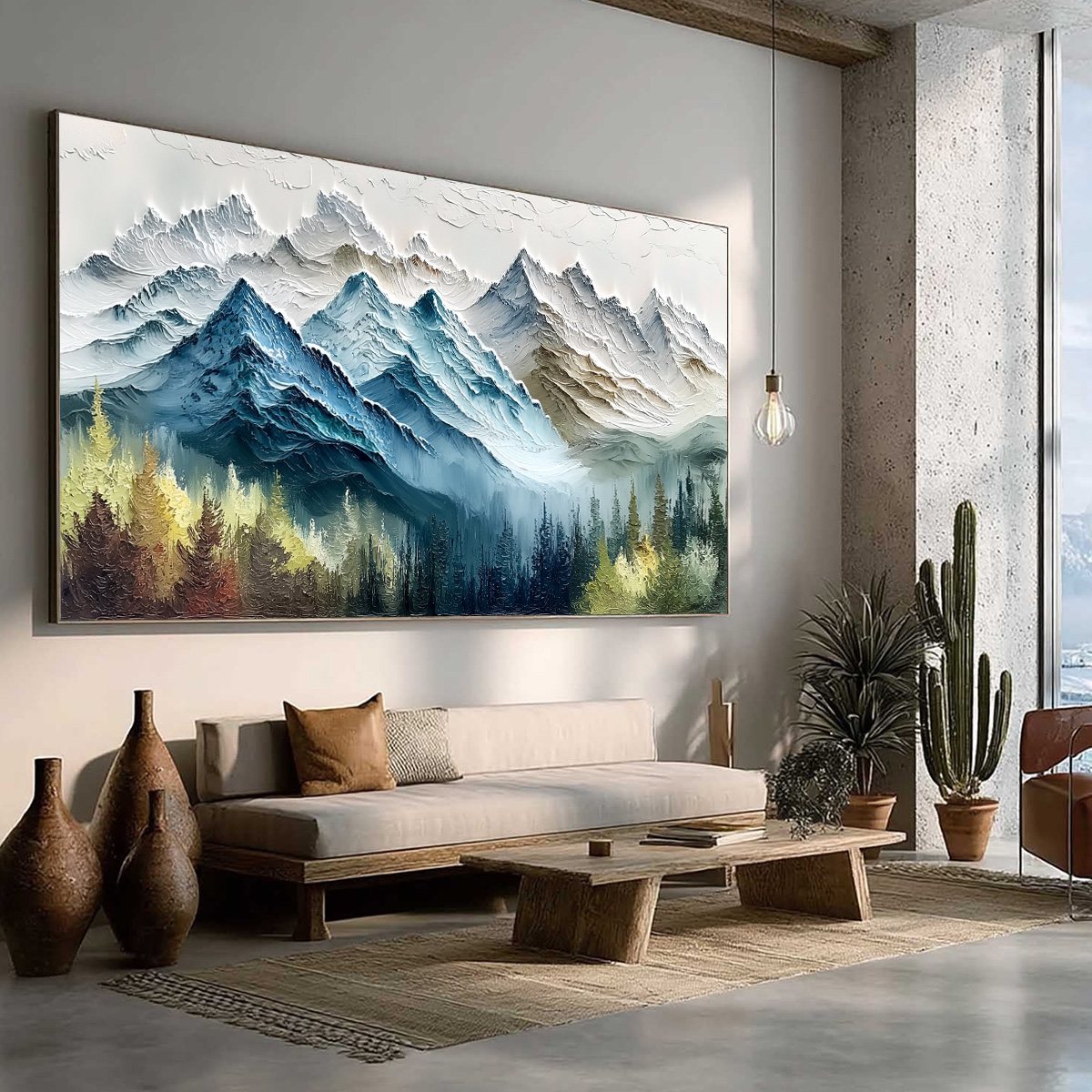 ALPINE MAJESTY: Textured Mountain and Forest Landscape Painting - Image 8